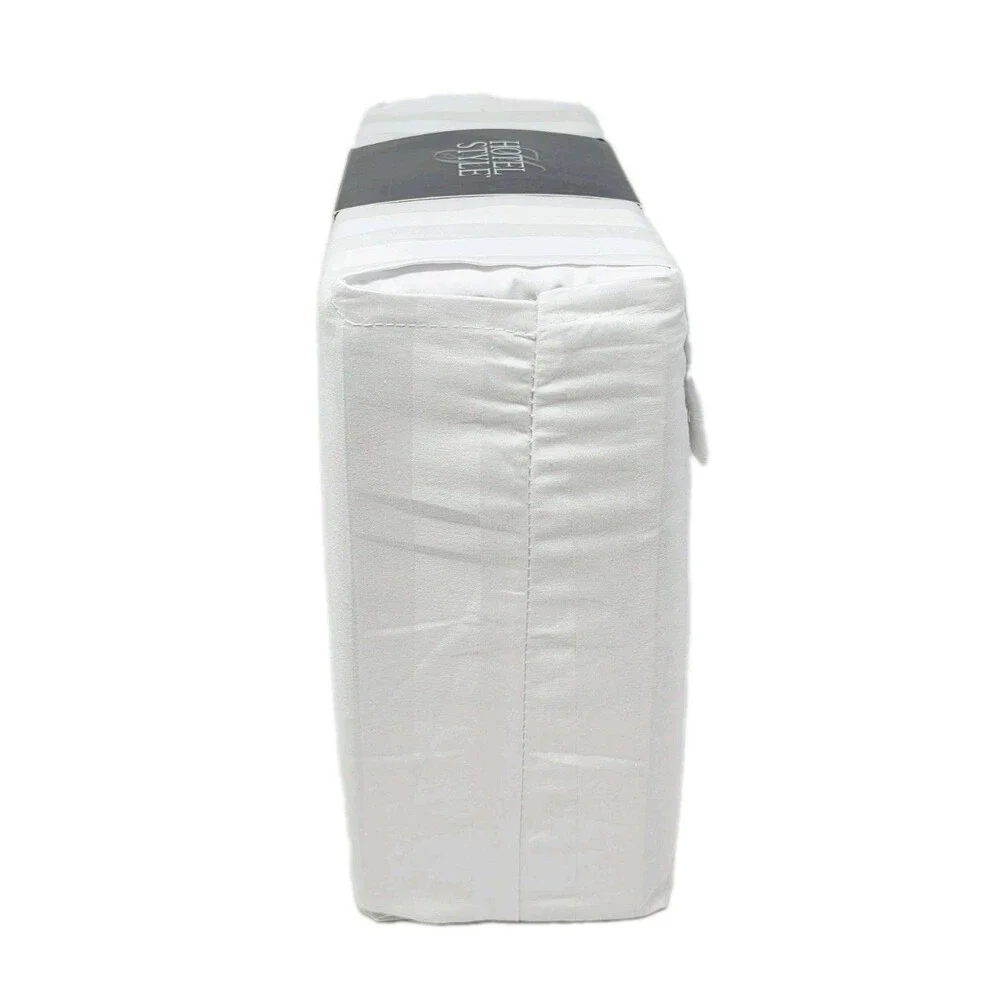 Hotel Style 600TC Egyptian Cotton Sateen 4pc King Size Sheet Set, White Stripe